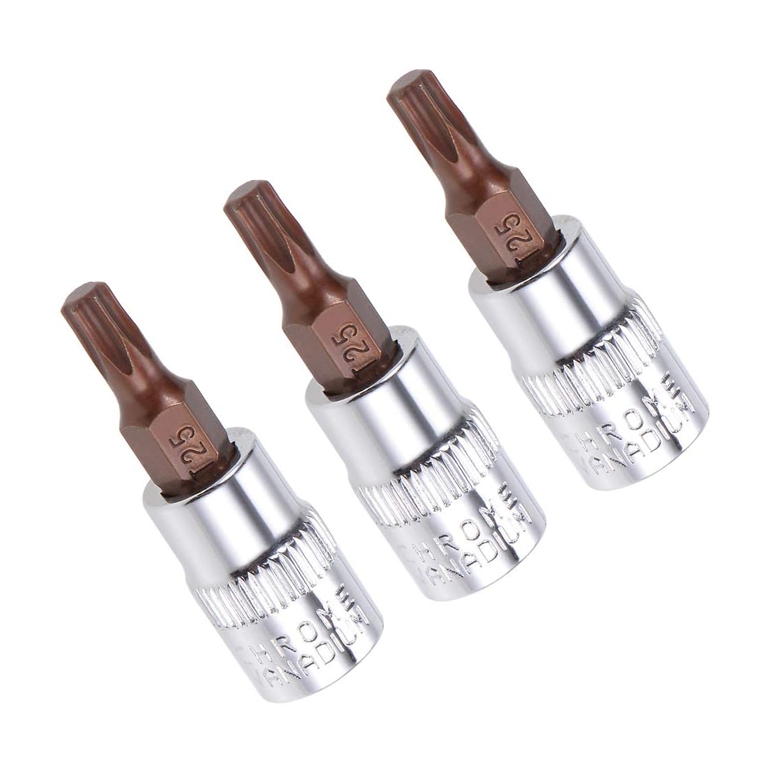 TA-VIGOR 3Pcs Torx Bit Socket, 1/4" Drive x T25 CR-V Key Socket, Premium S2 Steel Bits, Torx Bit with 38mm Length for Ratchet Wrench, Torque Wrench, Slide Bar, Impact Power Drills — image 1