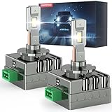 PERPOTAO Upgraded D3S Bulb, 46,000LM, 800% Brightness D3R, 6,000K White, 10x Cooling, 1:1 Xenon Size, Fast Plug, Compatible 99.99%, 2-Pack