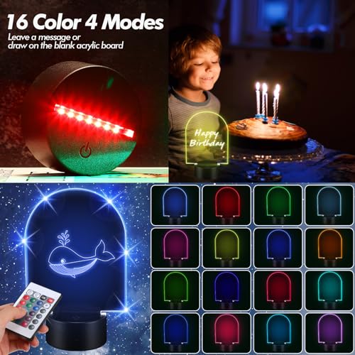 Image of Honoson 4 Set 3D Night Light Kit with Remote, 16-Color Base for Acrylic Sheets, 4 Modes for Bedroom Decor(Arch Style)