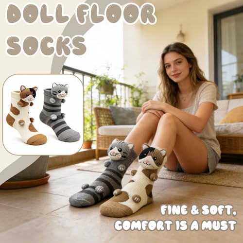 Image of 3D Knit Animal Socks,Cute Hug Hug Socks with Funny Animal Design,Non-Slip Animal Feet Socks for Women Gifts