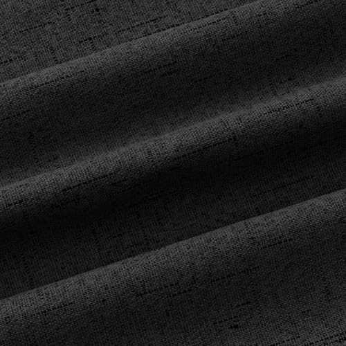 Image of 100% Blackout Linen Textured Curtains for Bedroom Full Light Blocking Room Darkening Bronze Grommet Window Drapes Thermal Insulated Energy Efficient Home Decor 52x84 Black (2 Panels)