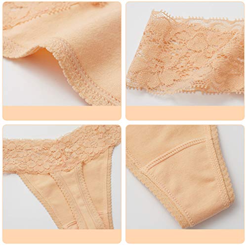 Image of ANNYISON Women's Thongs, T Back Low Waist See Through Panties Cotton Seamless Lace Thongs for Women