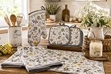 Farmhouse Kitchen Design: Features a stylish bee and floral pattern that adds a warm farmhouse touch to your kitchen for spring, summer, or year-round kitchen decor Kitchen Towels Included: Set includes two bee print kitchen towels measuring 15 x 25 ...