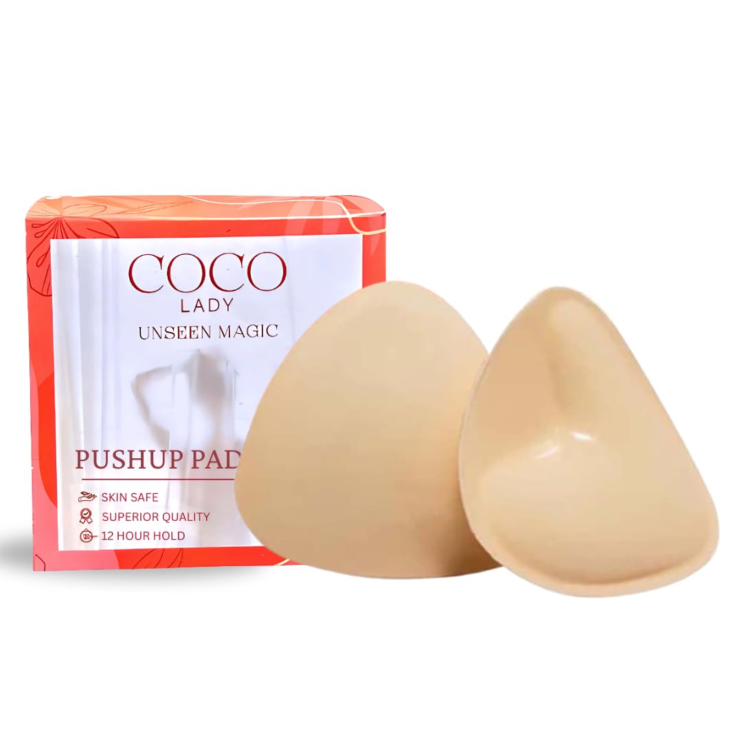 Premium Sticky Pushup Bra Pad Inserts for Women | Reusable Adhesive Cups for Instant Lift & Volume| Skin-Friendly, Seamless Fit, Sweatproof | for Backless, Strapless Outfits | Nude, 1 Pair