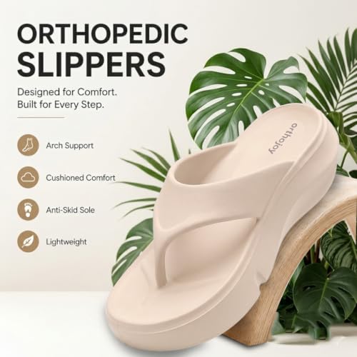 Image of ORTHO JOY Orthopedic Slippers for Women | Soft Cushioned EVA Flip Flops with Arch & Heel Support | Lightweight Anti-Slip Platform Thong Slides for Daily Wear, Indoor & Outdoor