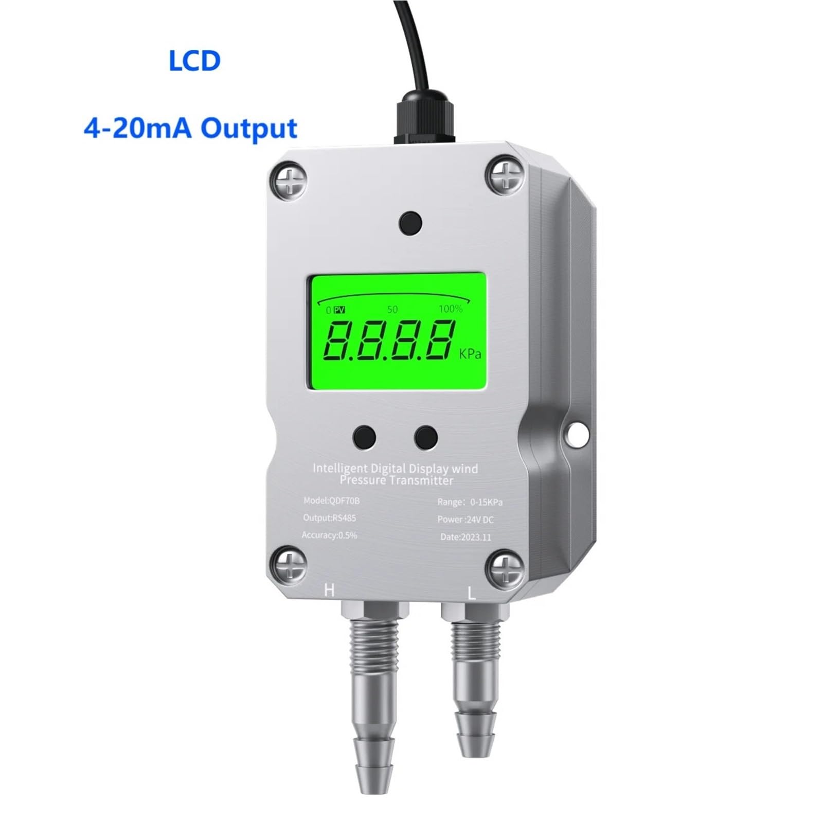 Transductor de presión microdiferencial de 0-3Kpa a RS485 0-50Kpa a 4-20mA 0-10V RS485 Sensor transmisor de presión de aire eólico