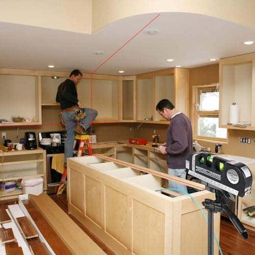Image of Laser Level Line Tool, Multipurpose Laser Level Kit Standard Cross Line Laser leveler Beam Tool with Metric Rulers 8ft /2.5M for Picture Hanging cabinets Tile Walls by SWAMINE.