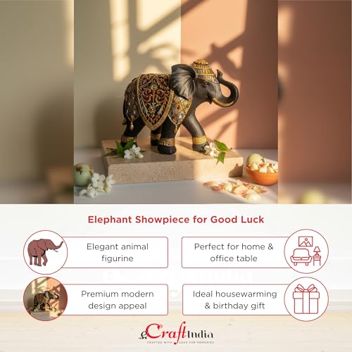 Image of eCraftIndia Elephant Statue Showpiece for Home Decor Office Table | Animal Figurines Good Luck Gift for Housewarming Birthday