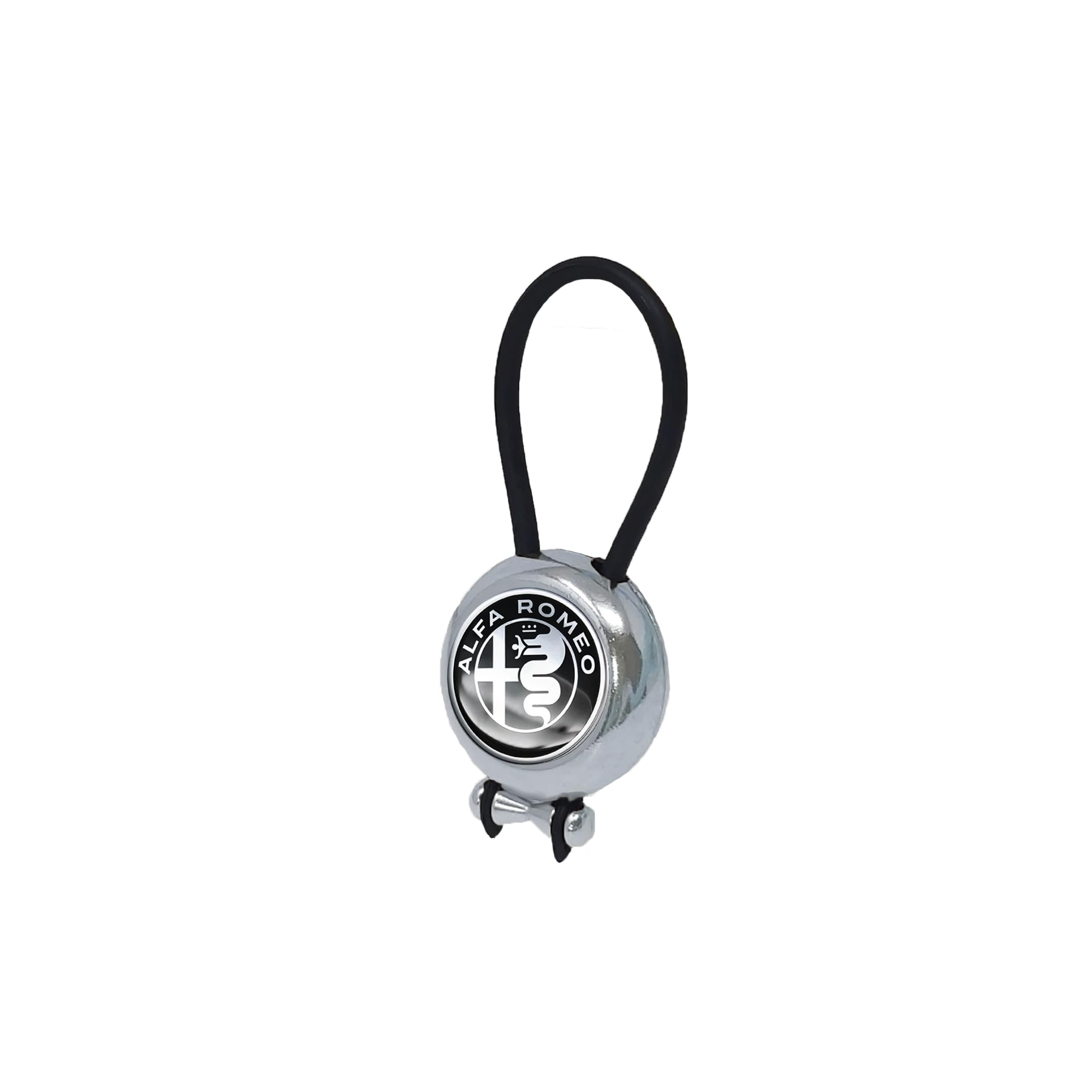 4R Quattroerre.it Unisex Black Alfa Romeo Key Ring, 4 X 3.2 Cm, One Size