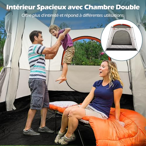 Carpa para camping 6 personas con 2 dormitorios y techo doble impermeable miniatura 3