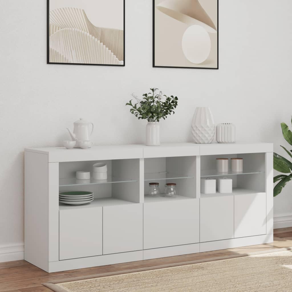 Komoda z diodami LED biała 162 x 37 x 67 cm Display Case szafka barowa szafka na zapasy kuchnia szafa z witryną do salonu, do salonu, kawiarni, kuchni, sklepu deserowego