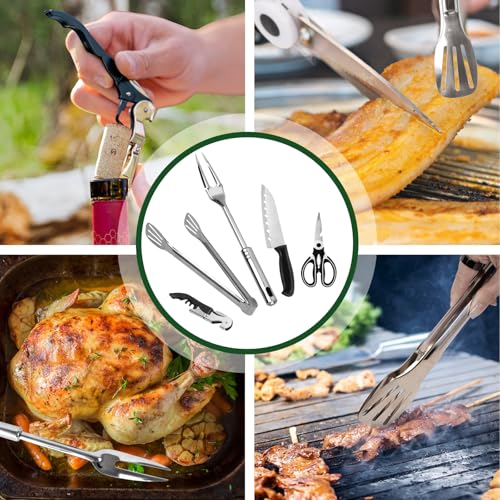E EASTSTORM Camping Accessories Kitchen Utensil Set,12 Pcs Organizer Travel Kit with Multifunctional Cutlery,Silicone Spoon Spatula,Tongs,Waterproof Storage Bag,Equipment - Image 6