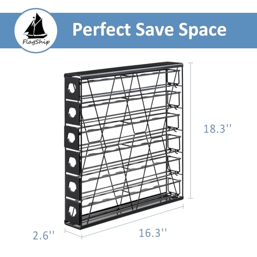 Image of FlagShip 6-Tier Coffee Pod Holder for K Cup - 48 Capsule Max Capacity Metal Rack, Ultra-Efficient Corner Storage Space Saving Design
