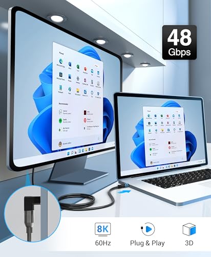 Image of BlueRigger HDMI 90 Degree Adapter (1-Pack, 8K 60Hz Right Angle HDMI 90 Degree Adapter, Male to Female, L-Shaped Up & Down Angled Elbow Connector)- Compatible with HDTV, Laptop, PS5, PS4