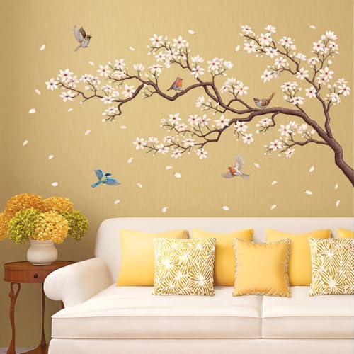 Vinilo decorativo flores cerezo blanco 2 piezas miniatura 1