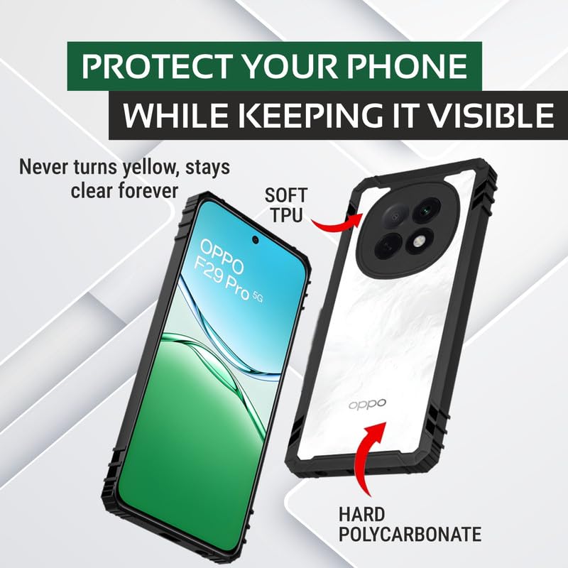 Image of AIBEX Crystal Clear Back Cover Case for Oppo F29 Pro 5G | Transparent Shockproof Bumper | Slim 360 Protection | Non-Yellowing PC & TPU Back Case