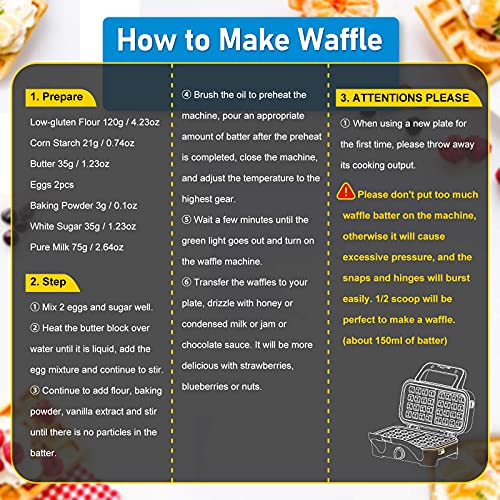 Metine Waffle Makers, 3-In-1 Waffle Iron Panini Press Sandwich Maker With Removable Plates, 5-Gears Temperature Control Non Stick Coating Cool Touch Handle Anti-Skid Feet For Breakfast 1200W 120V #TOP3