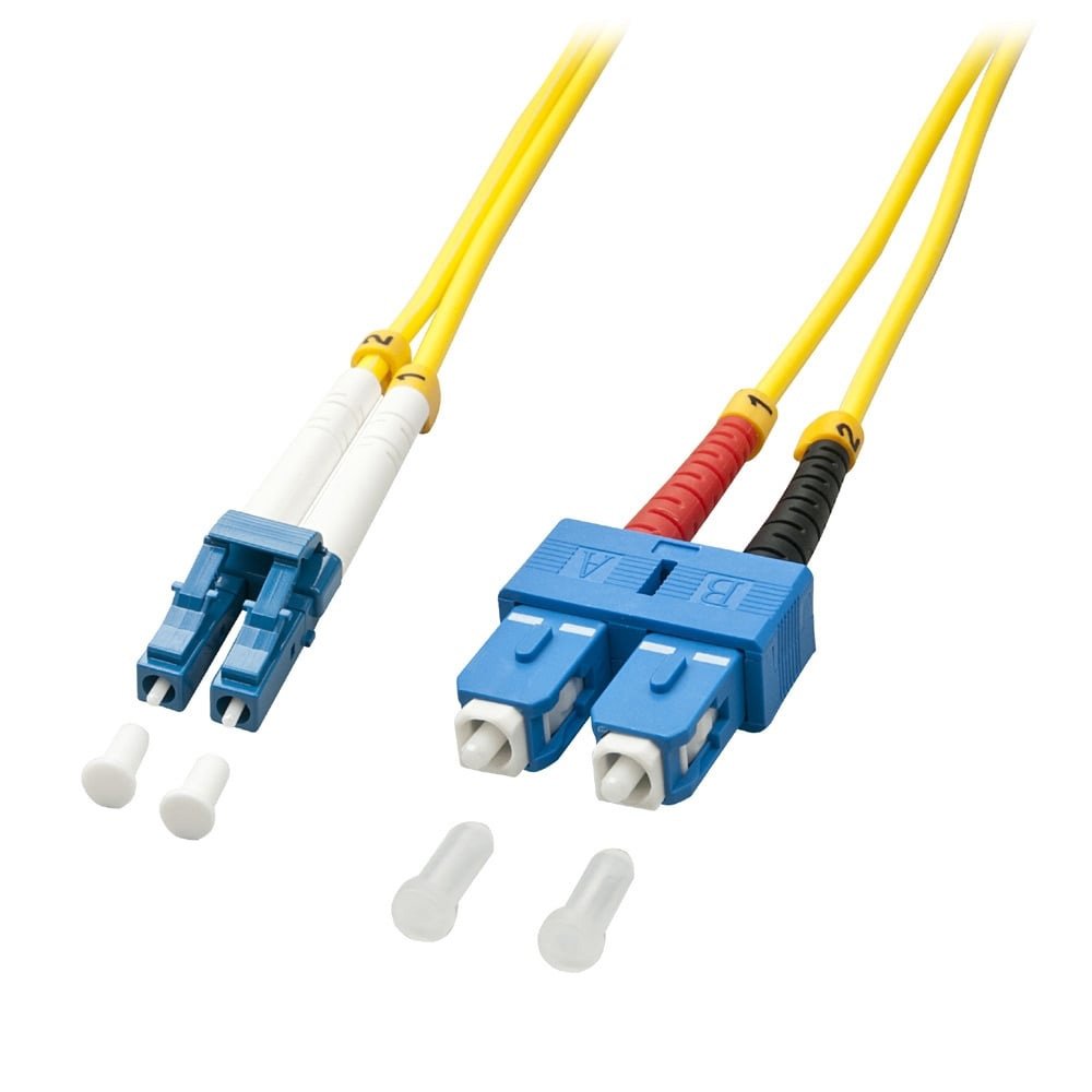 Lindy LC-SC OS2 9/125 Fibre Optic Patch Cable, Yellow 2m