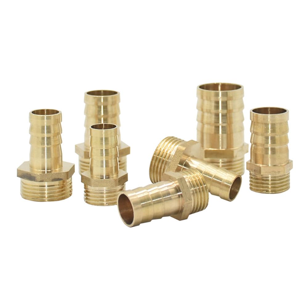 Conector de codo de latón de 1/2 3/4 pulgadas con rosca macho y hembra a púas de 14/16/19 mm, acoplamiento de manguera de cobre, adaptador de tubería,