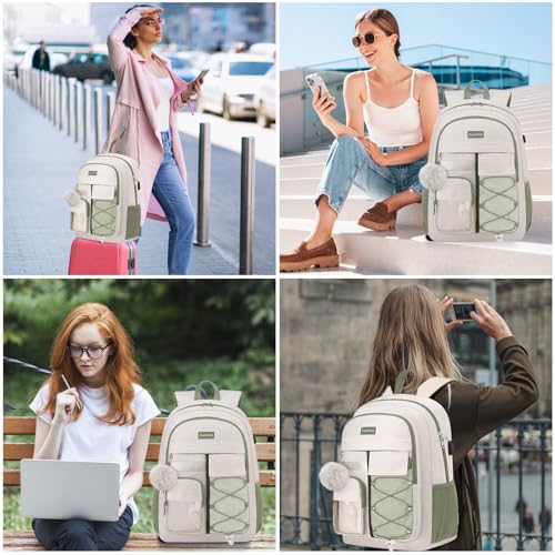 Image of Laptop Backpack for Women College Bookbag: 15.6 Inch Casual Work Backpacks with USB Charging Port Waterproof Womens Travel Back Pack with Laptop Compartment Daypack for Teacher Nurse Computer Bag