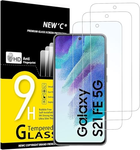 NEWC 3 Pack Designed for Samsung Galaxy S21 FE 5G Screen Protector Tempered Glass Case Friendly Scratch-proof Bubble Free Ultra Resistant