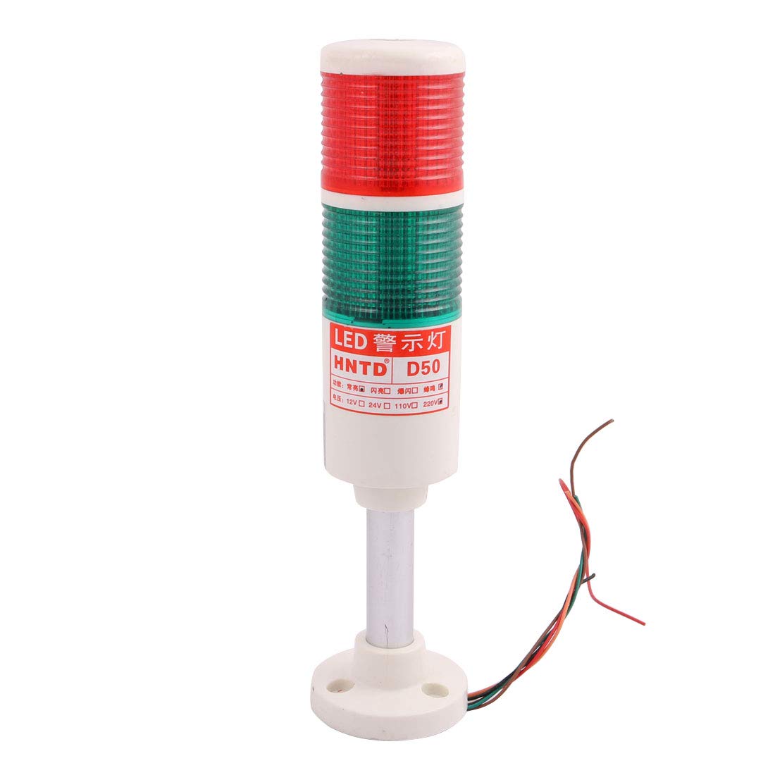 Ruilogod 220V rojo zumbador verde sonido lámpara indicador indicador seguridad industrial señal de advertencia pila luz