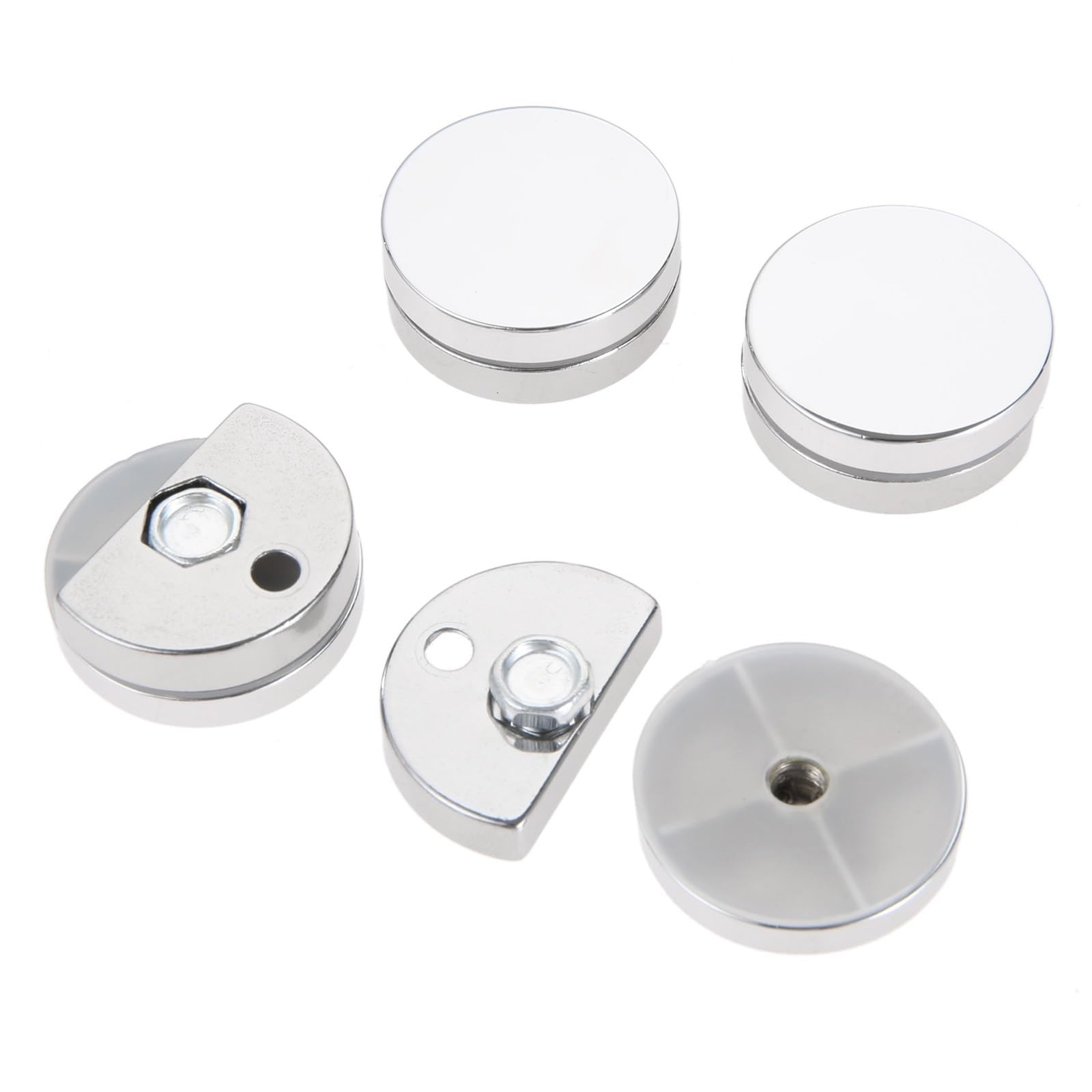 7pcs Round Glass Clamp Mirror Fixing Clips Holder Zinc Alloy