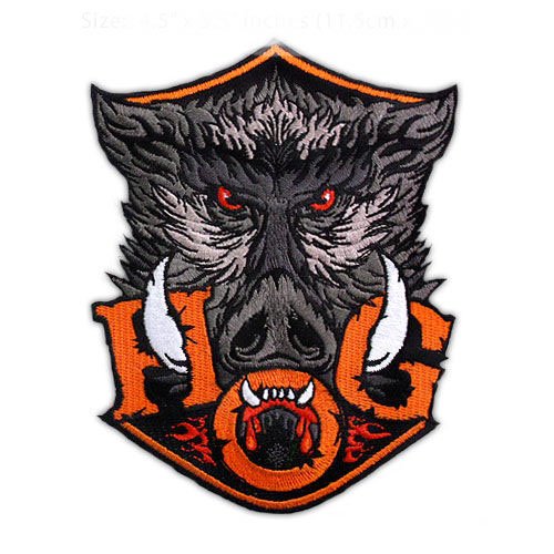 Hog Wild Boar Head Motorcycle Owner Biker Leather Jacket Rider Vest Patch Size