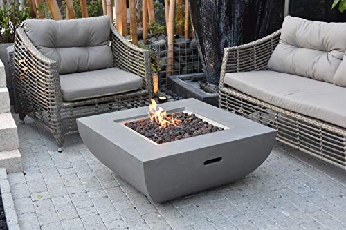 Modeno Westport Outdoor Fire Pit Propane Table 34 Inches Square Firepit Table Concrete High Floor Clearance Patio Heater Electronic Ignition Backyard Fireplace Cover Lava Rock Included - Image 4
