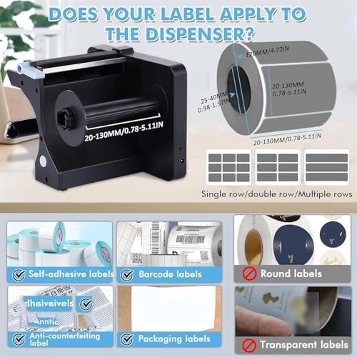 Label Dispenser Machine, Fully Automatic Label Peeling & Rewinding, Adjustable Speed for Self-Adhesive, PET, PVC Labels, Width Range 20mm-130mm