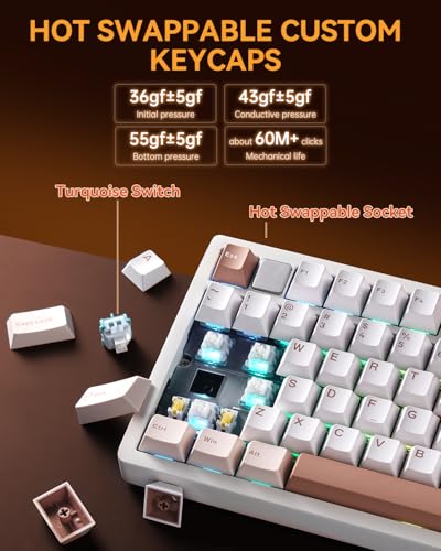 Image of LEOBOG HI75CPro Mechanical Keyboards, RGB Backlit Tri-Mode BT5.0 /2.4GHz /USB-C Gaming Keyboard, Hot Swappable Creamy Keyboard with PBT Keycaps for PC /Windows /iOS /Android