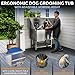 KANIS Professional Dog Washing Station - 304 Stainless Steel Pet Wash Sink & Grooming Bath Tub for Home with Ramp, Shower, Floor Grate, Storage Shelf, Faucet, Drain Kit for Large, Medium & Small Pets