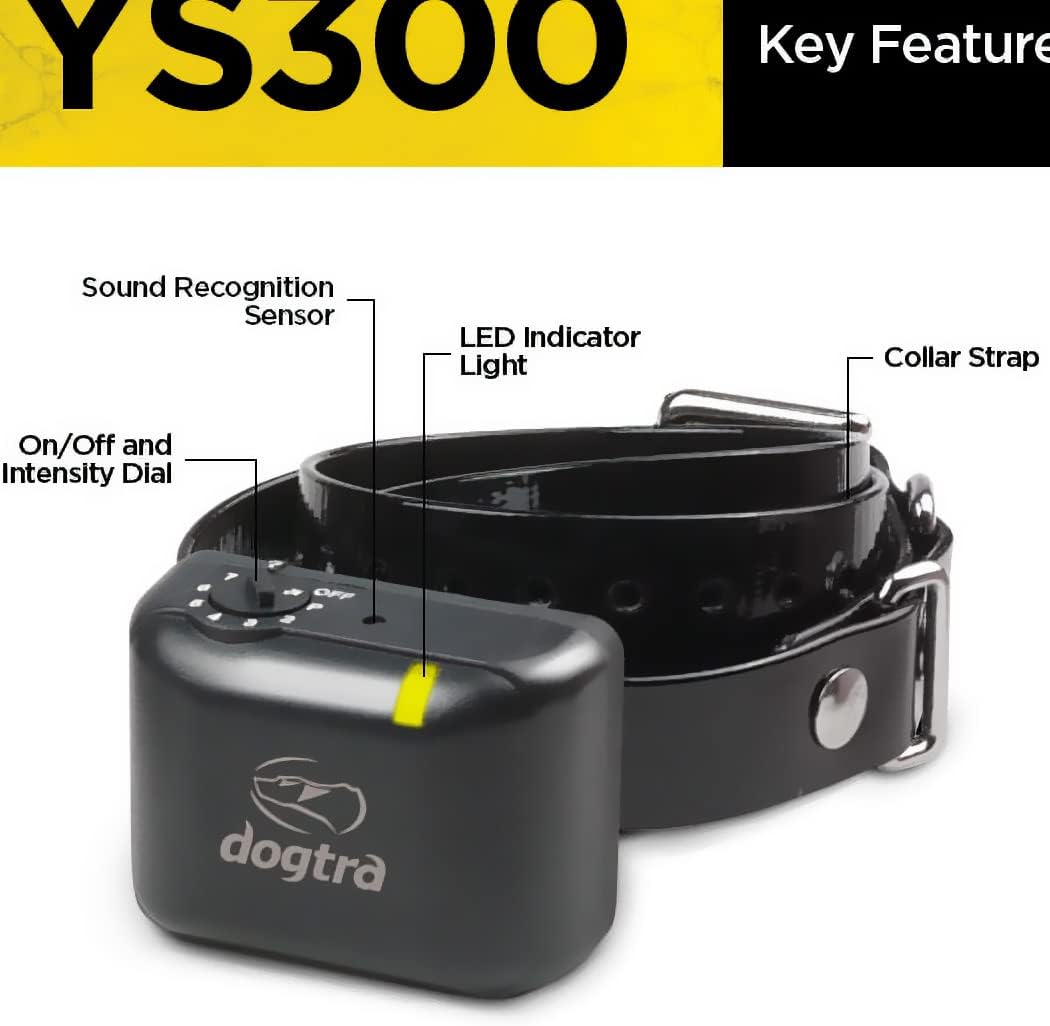 Dogtra YS300 Anti Bark Dog Collar for Small and Medium Dogs, Adjustable 6 Stimulation Levels, Vibration Warning, Low to Medium Output, Waterproof, Rechargeable w/PetsTEK Clicker