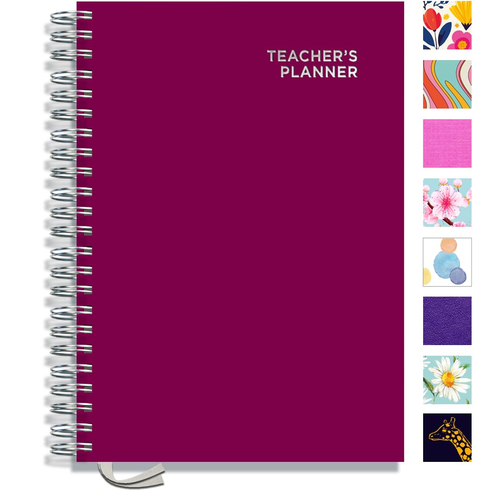 Teacher Planner 2026-2027 A4 Size by Pirongs | 9 Lesson Planner for Teachers | Page a Day | Undated, Hardback, Wiro-Bound Teachers Planner - Raspberry โ image 1