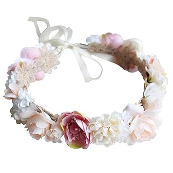Fashband Flower Crown Hair Wreath Adjustable Flower Headband Floral Headpiece for Wedding Festival Party Vacation Photography Props
