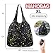 Nanobag Ultralight Heavy Duty Foldable Tote for Women & Men, Reusable Grocery & Travel Bag, Packable Collapsible Compact Market Essential (XL Black)