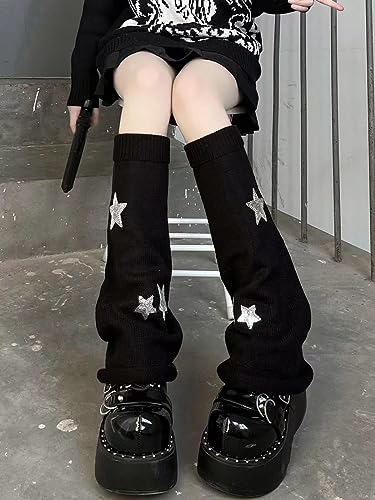 Women's Leg Warmers Star Pattern Knitted Leg Warmers Y2k Kawaii Socks Harajuku Fairycore Clothing4