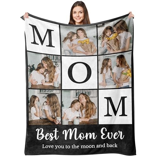 Gifts for Mom Mothers Day Blanket Gift for Mom from Daughter Son Custom Blanket with Photo Personalized Picture Blankets Mother Gifts - Christmas Birthday Present for Moms Grandma Women