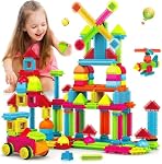 Bristle Blocks,Interlocking Building Blocks Construction Toys for 3 4 5 6 Year Old Boys Girls,Enlarge Building Toy for Creativity Skill,Durable Sensory Toys for Toddlers Christmas Birthday Gift 108PCS