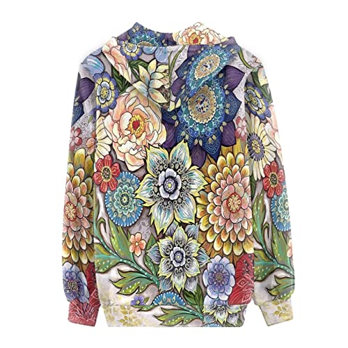 Wellflyhom Boho Zip Up Hoodie Y2K Sweatshirt For Women Aesthetic Hippie Floral Cardigan Hoodies 90S E-Girl Streetwear Jackets Long Sleeve Shirt For Teen Girls Comfy Fall Outfits #TOP1