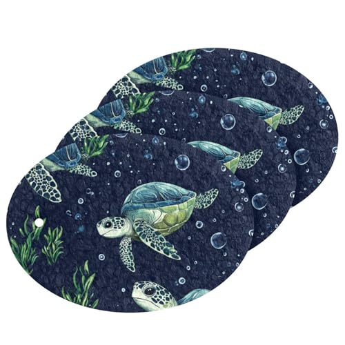Esponjas absorbentes de dibujos animados de tortuga brasileña, color azul marino, borrador mágico, esponjas antiarañazos para lavar platos, ollas, sartenes todo a la vez (3 unidades)