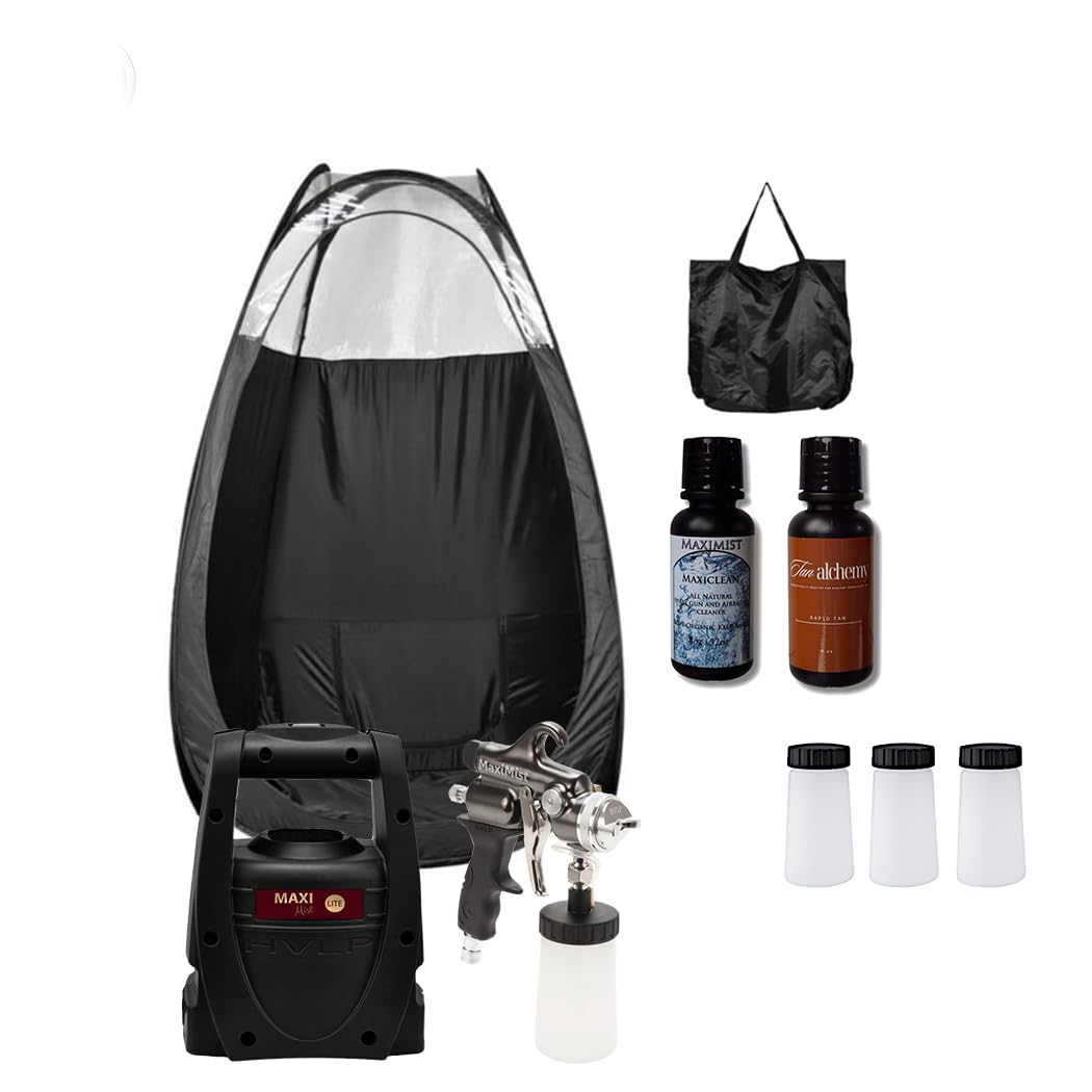 MaxiMist Spray Tan Machine, HVLP Airbrush Tanning, Sunless Spray Tan Machine for Home, Maximist Elite Lite (Black Tent - Elite Lite Pro)