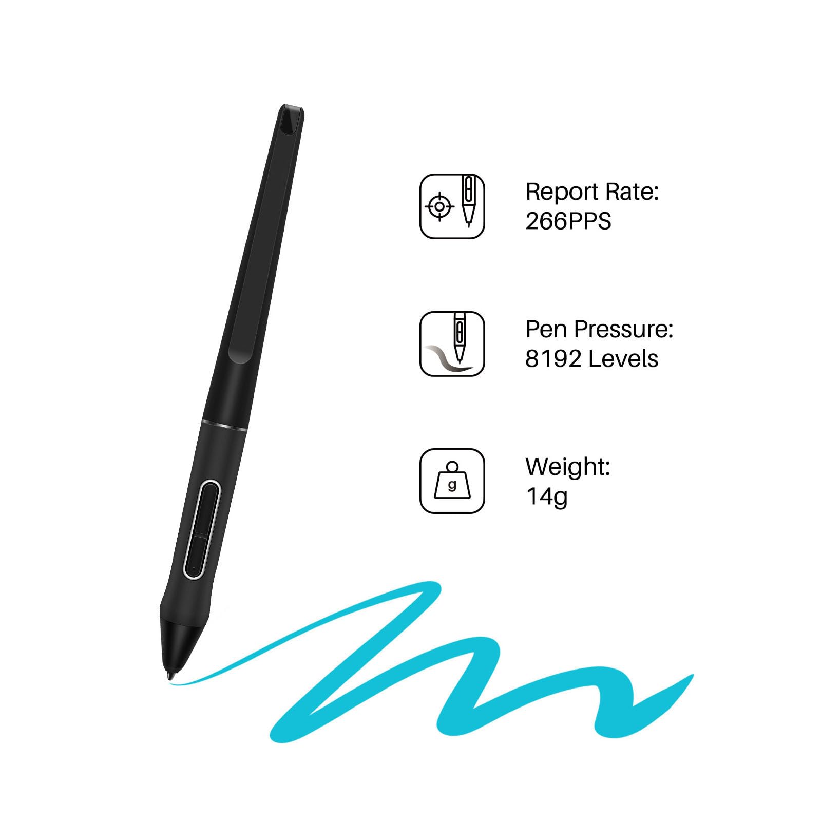Generic Tablet-Eingabestift PW517 mit 10 Spitzen, Empfindlicher Touchscreen-Eingabestift für Kamvas 12, 13, 22, Pro 24, Leichtes Design