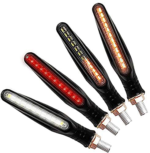 ELEpure 4PCS Clignotants Moto Led, Indicateur Séquentiel Moto 12V / Feu Arrière/Feux Freinage/Diurne Signal Lumière/DRL Feux Jour/Feux Circulation pour Moto Vélo Universelle [Nouvelle version]