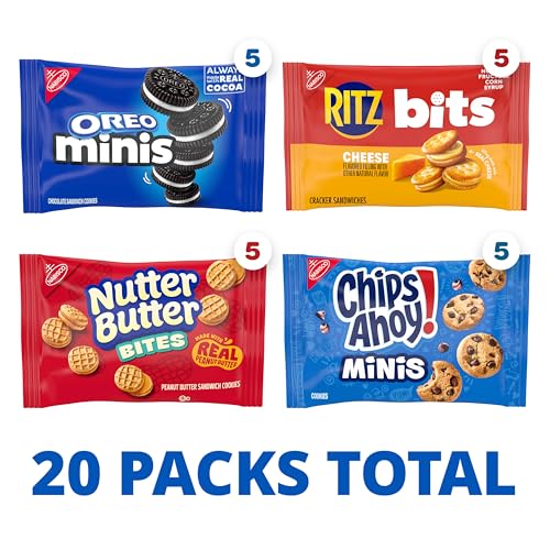 Image of Nabisco Snacks Variety Pack, OREO Minis, Nutter Butter Bites, CHIPS AHOY! Minis Cookies, and RITZ Bits Cheese Sandwich Crackers, 20 Snack Packs