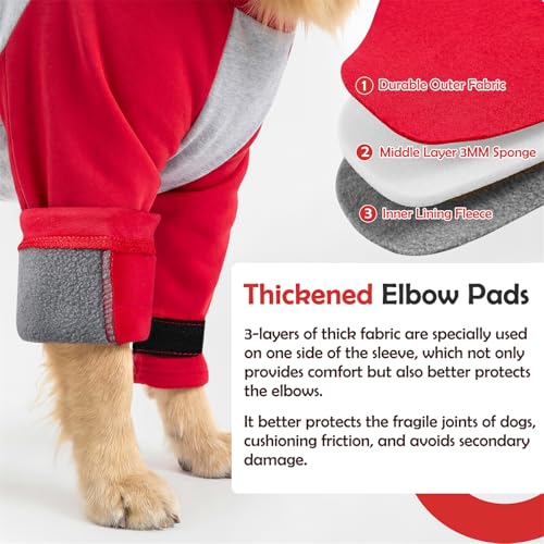 Image of SlowTon Dog Recovery Suit, Dog Leg Sleeve to Stop Licking, Elbow Protector