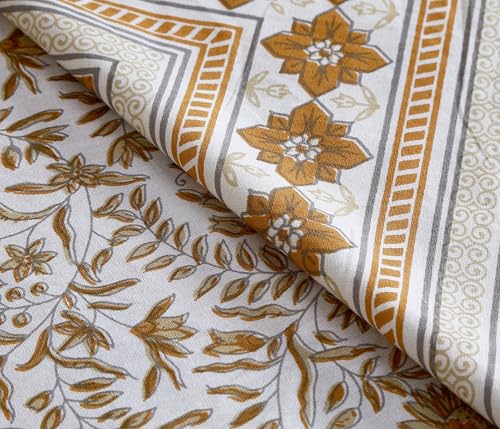 Image of Texstylers Table Cloth | Table Cloth for 6 Seater Dining Table| Dining Table Cover 6 Seater | Table Cover 6 Seater | Dining Table Cover | Rectangle, Cotton,150 cm X 225 cm (Orange)