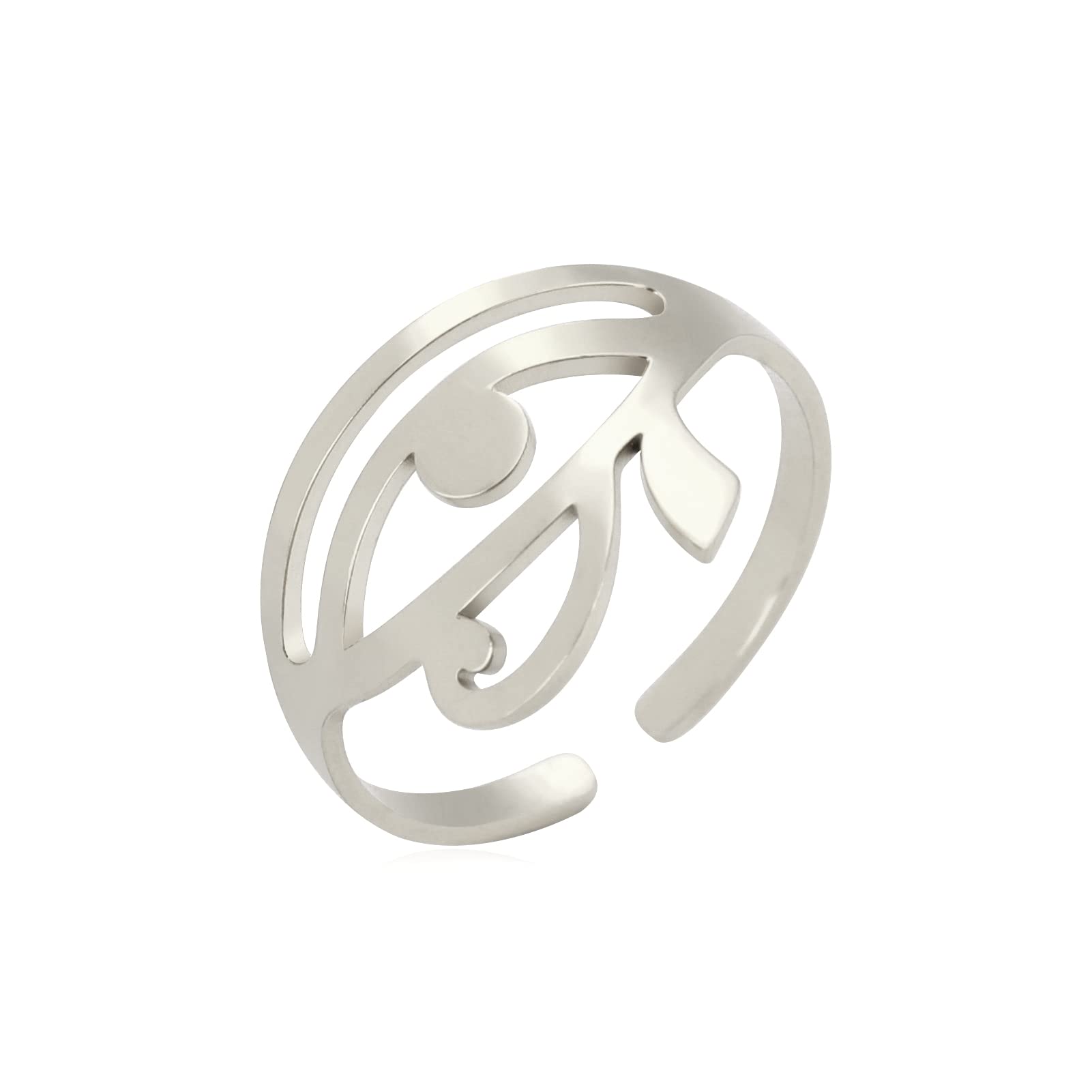 LIKGREAT Anillo Ojo de Horus Anillo Ajustable Egipcio Antiguo Egipto Horus Ojos de Ra Anillo Abierto Amuleto de la Suerte Protección Joyería de Acero Inoxidable para Hombres Mujeres