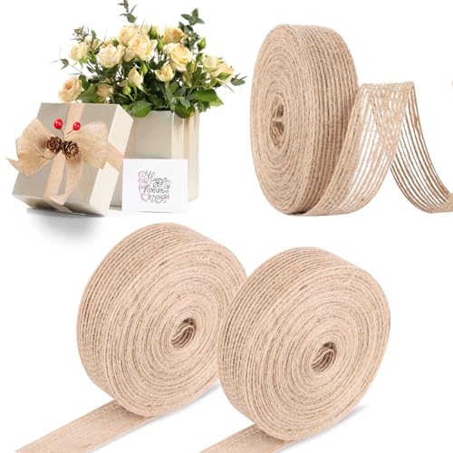 30M Cinta de Yute Vintage, 2CM Cinta de Arpillera, Cinta Decorativa de Yute, Cinta de Regalo Vintage, para Embalaje de Regalo, Boda, Artesanía, Decoración de Ramo de Flores, Navidad