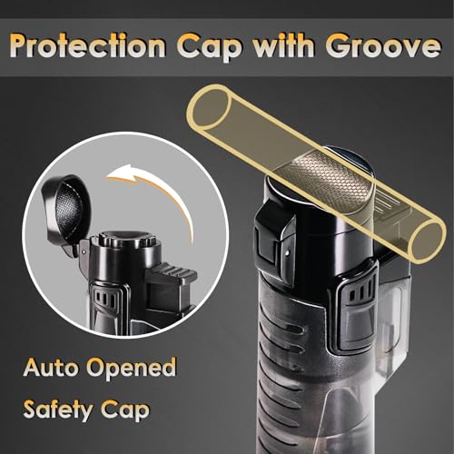 Urgrette Torch Lighter 2 Pack Butane Refillable Triple Jet Flame Torch Lighters Windproof Adjustable 3 Flame Butane Gas Lighter Pocket Lighter for Camping Grill Fireplace Camping (Without Fuel)